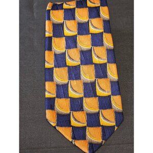 Vintage Handcrafted J.Z. Richards Tie Nordstrom Blue & Orange Geometric Design